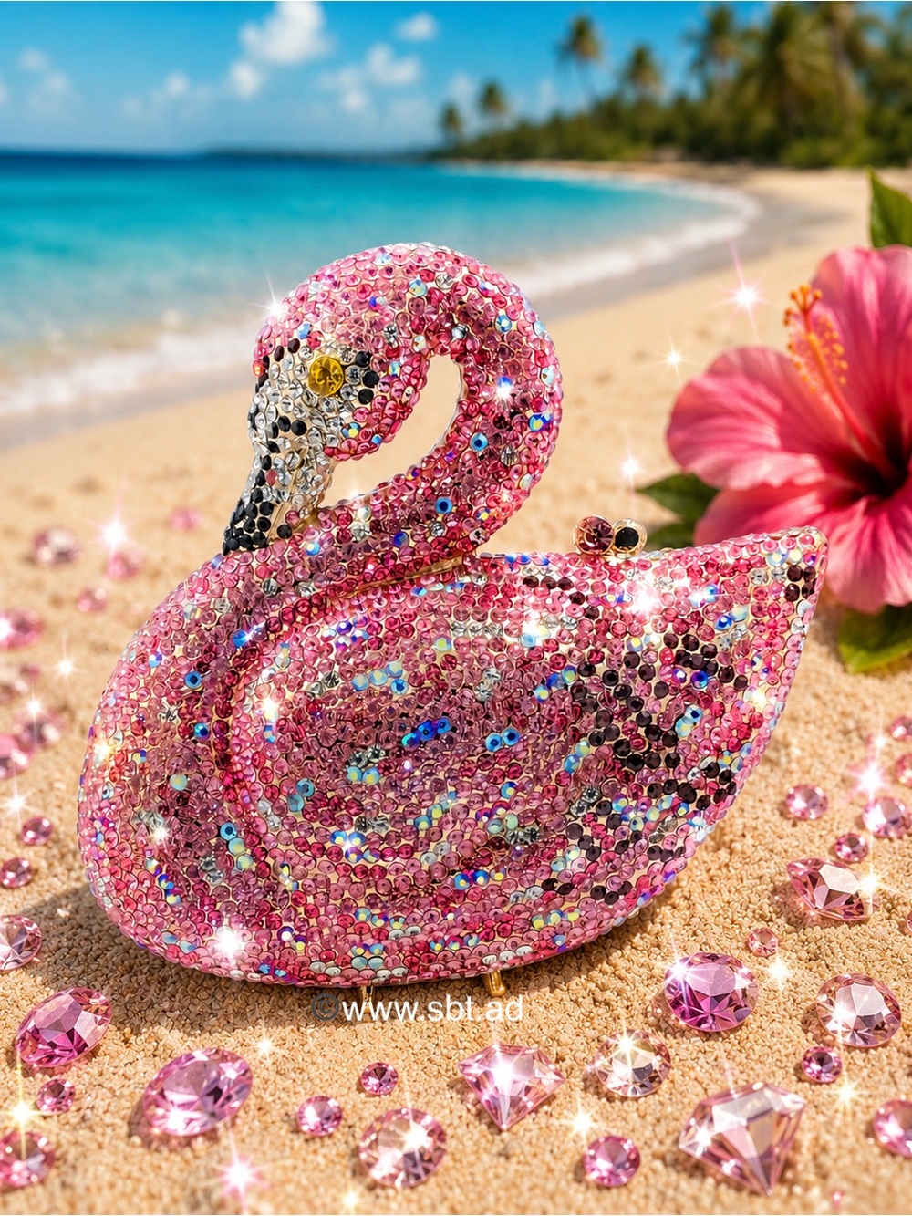 NWT Swan Bird Clutch Purse Sparkling Bling Swarovski Crystal Rhinestones Bag - Picture 7 of 10